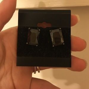 Betsey Johnson black emerald cut CZ studs