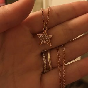 Kate Spade rose gold pave star necklace