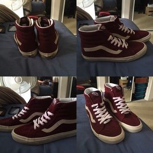 Vans Suede Maroon Sk8-hi w/ eggshell wave/midsole