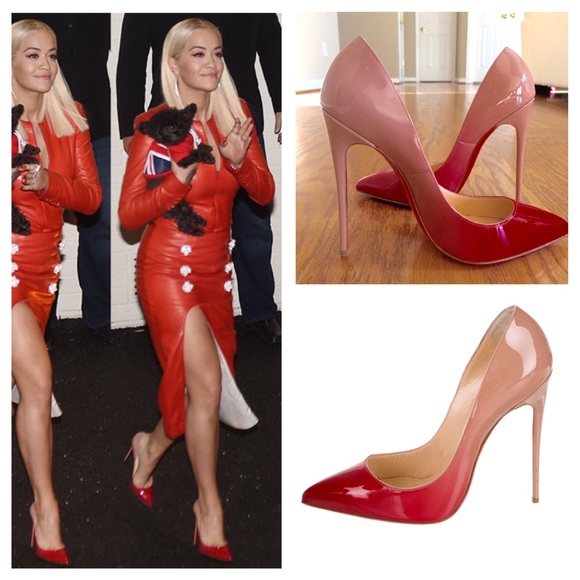 😊SOLD😊Christian Louboutin Red/Nude 120mm 38. - Picture 2 of 4