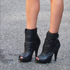 Aldo Black booties with Velcro straps