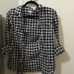 Small J. Crew Navy and White Gingham Shirt