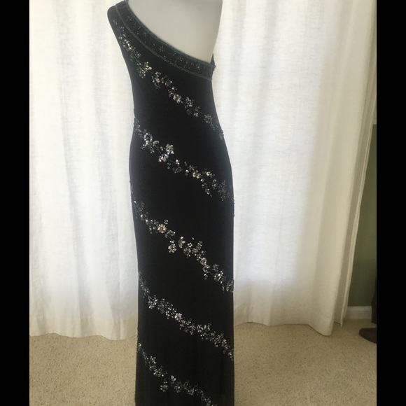 Black sequined evening gown