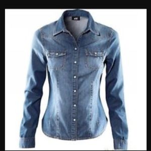 Faded denim button down shirt!