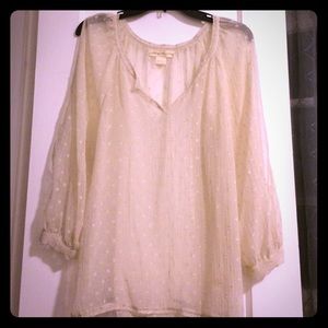 Sheer staring at stars cream top. Size small