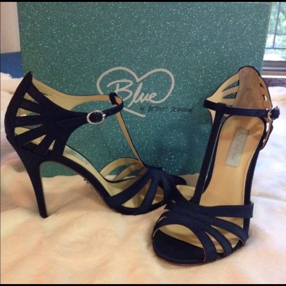 Betsey Johnson Navy Blue Satin Heels!