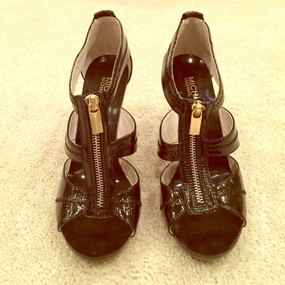 Patent Leather Zip Heels