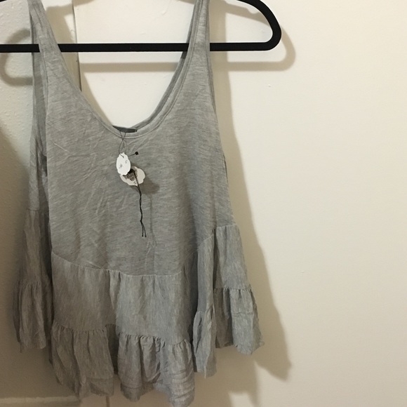 Small Ruffled Gray Tank Top