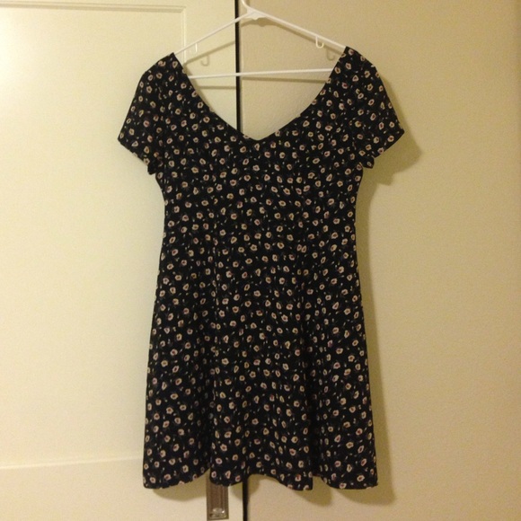 Anna Sui Mini Dress. Dark floral, navy. Nineties.