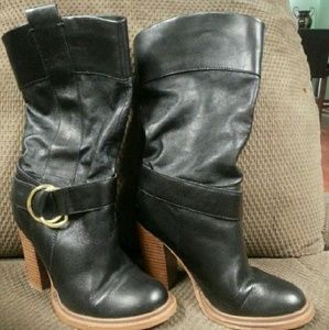 Black Leather Colin Stuart High Heel Boots