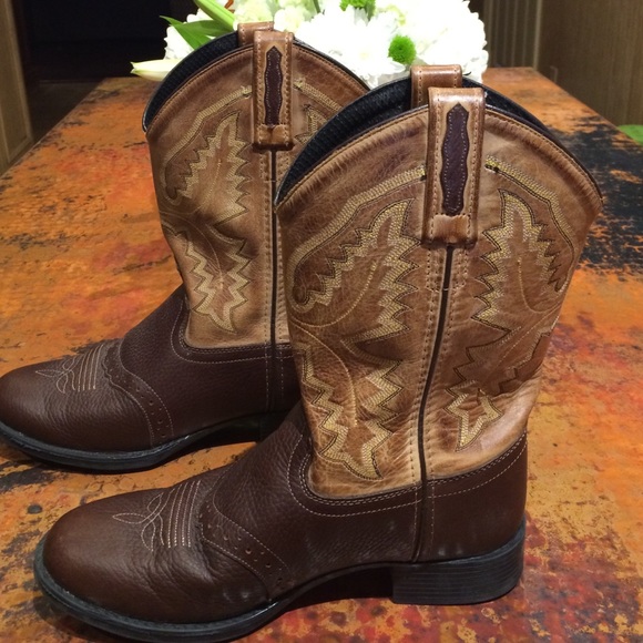 Old West Other - Old West Boys Oiled Rust Leather Toe western Boots