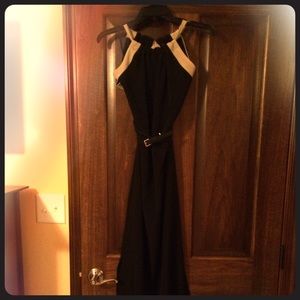 Black and tan floor length dress w/ belt