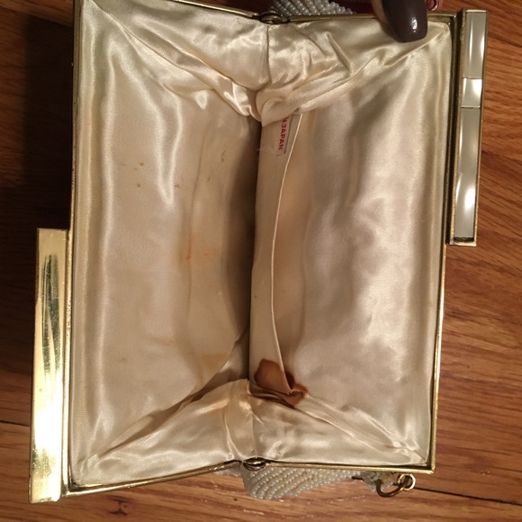 Antique Vintage Beaded Evening Bag Mother of Pearl - Picture 3 of 5