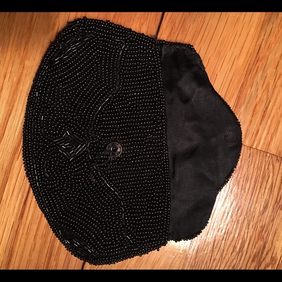 Black Antique Small Beaded Coin Purse - Picture 2 of 4