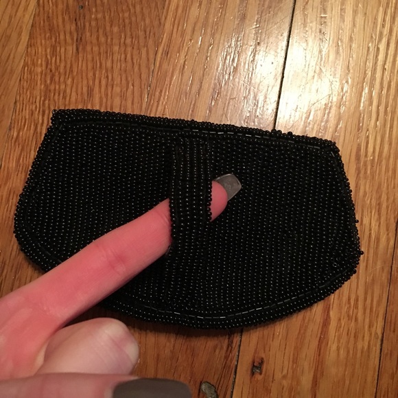 Black Antique Small Beaded Coin Purse - Picture 3 of 4