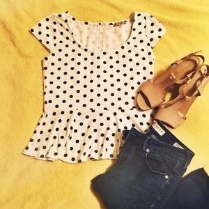 Polka Dot Peplum Top