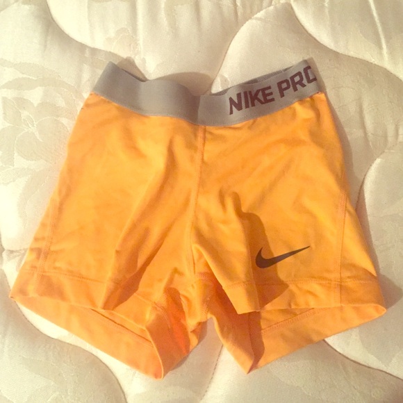Neon Orange & Gray Nike Pro Compression Shorts