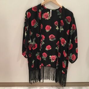 Boho Rose Floral Kimono