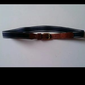 Coach Bridle Leather Stretch Canvas Navy Belt