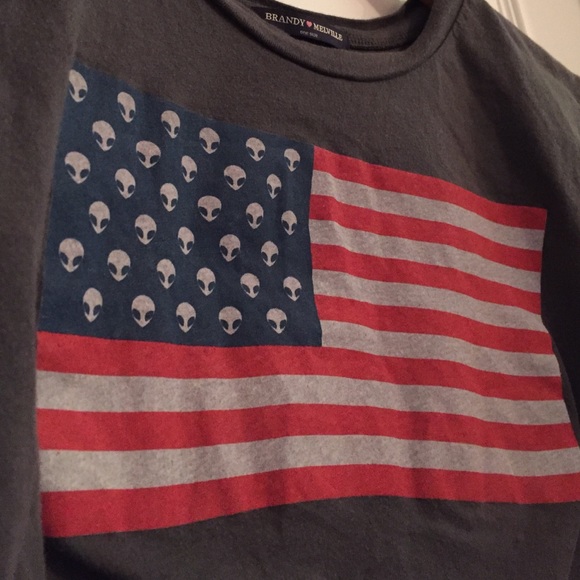 👽NWOT Brandy Alien Flag Cropped Tee👽 - Picture 4 of 4