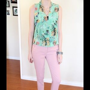 Floral sheer high low blouse