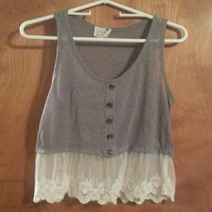 NWOT Gray and lace crop top