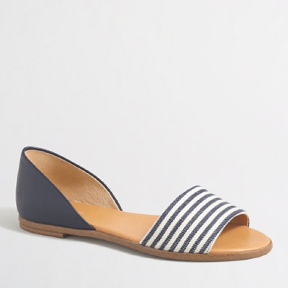 J. Crew Shoes - NEW J. Crew Factory Striped Peep-Toe D'Orsay Flats