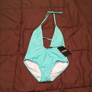 Teal one-piece swimsuit