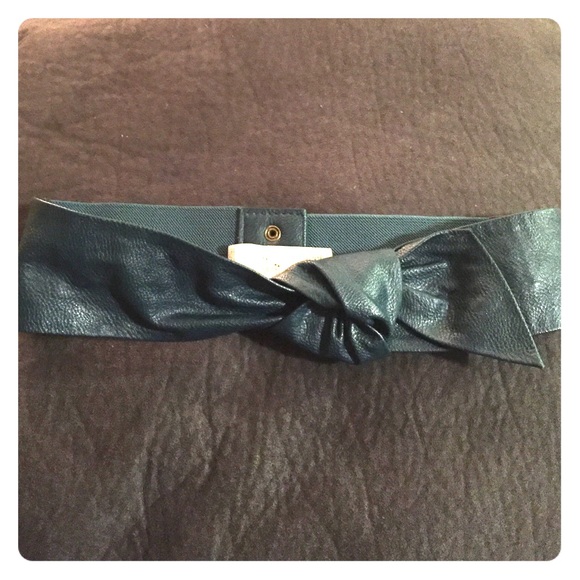 Teal faux tie belt