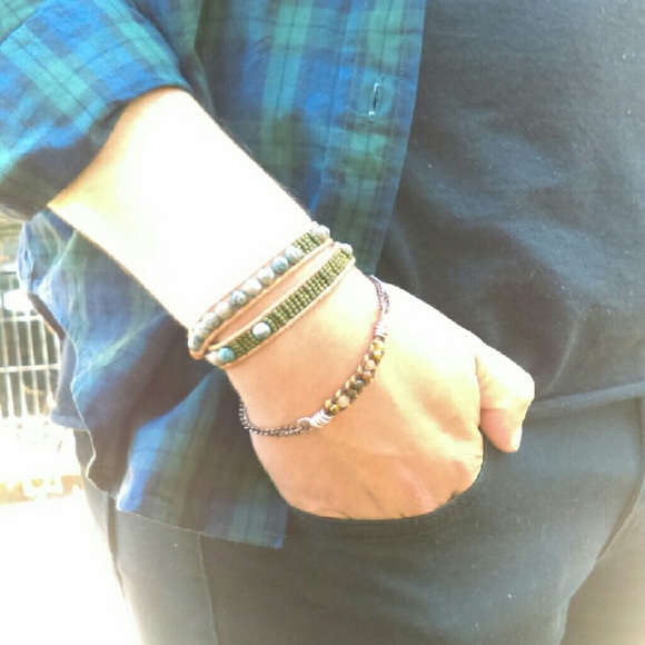 Picasso Jasper & Seeds Mix Wrap Leather Bracelet - Picture 4 of 4