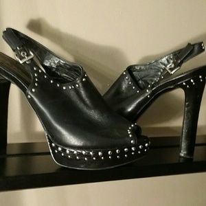 BCBG 5 " black with silver studs platform heel
