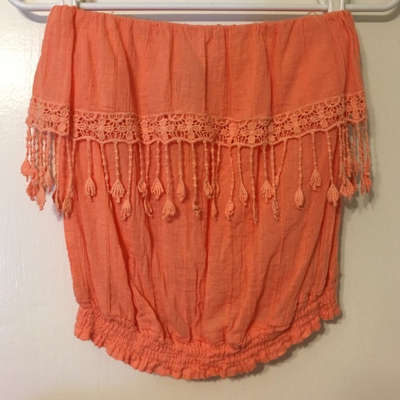 Full Tilt Salmon Strapless Top - Picture 2 of 4