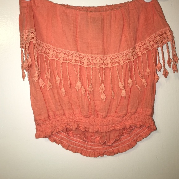 Full Tilt Salmon Strapless Top - Picture 3 of 4