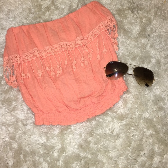 Full Tilt Salmon Strapless Top - Picture 4 of 4