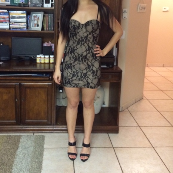 Black lace mini dress