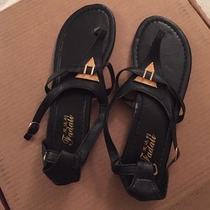 Black flat sandals