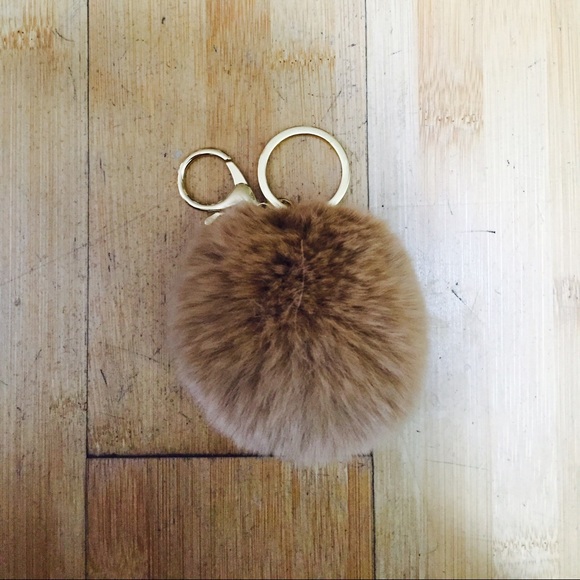 ✨SOLD✨ Camel Pom Pom Rabbit Fur Keychain