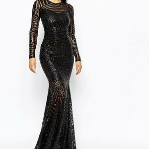 Asos Club L Sequin Maxi Mermaid Fishtail Dress