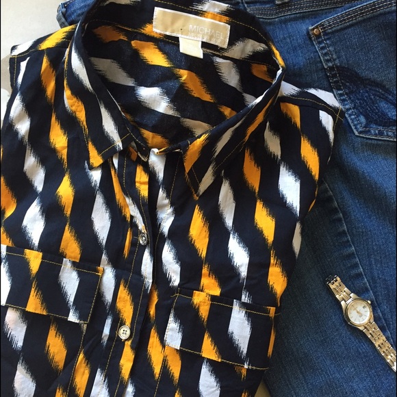 Michael Kors • Yellow Printed Button Down