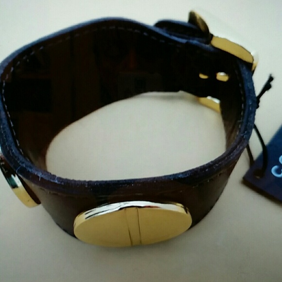 CC Skye wide brown leather screw bracelet - Picture 3 of 4