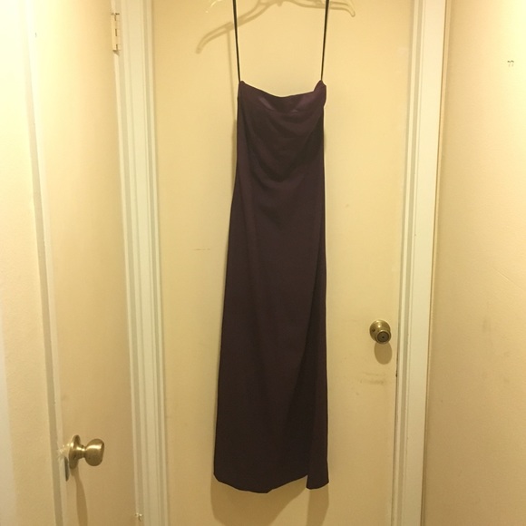 Strapless Plum prom dress