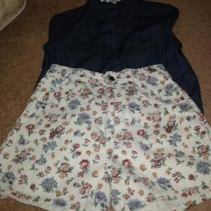 High waisted floral Jean shorts!