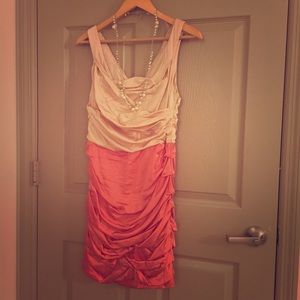 Express two tone ruched dress