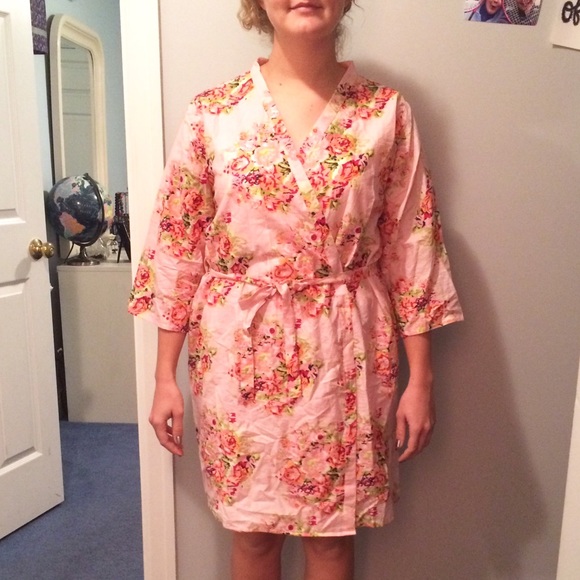 Light-weight, pink, floral robe.