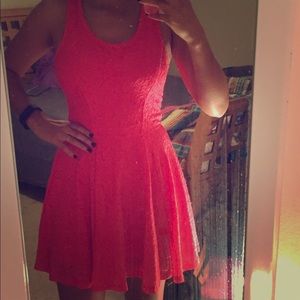 Orange fit and flare dress