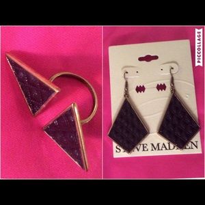 STEVE MADDEN EARRINGS AND RING SET