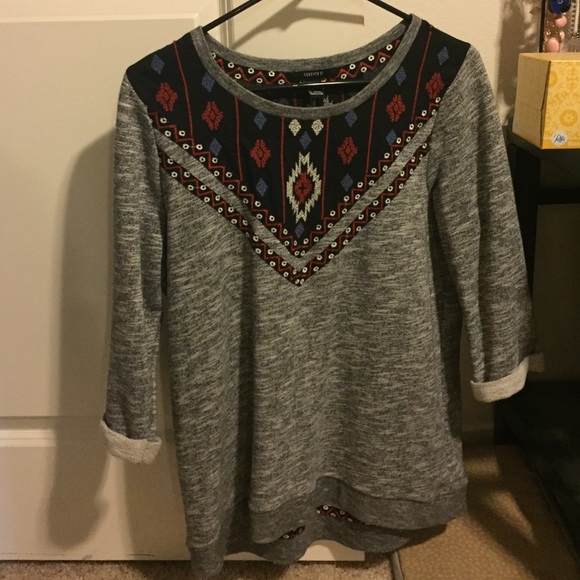 Tribal patterned grey sweater
