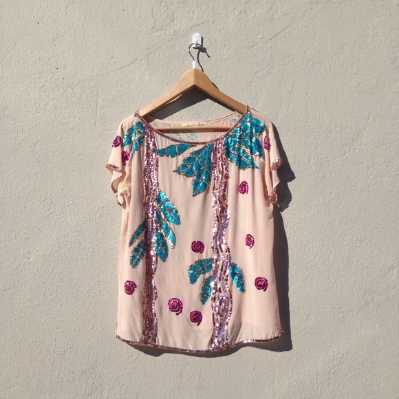 Pink Sequined Blouse - Picture 1 of 3