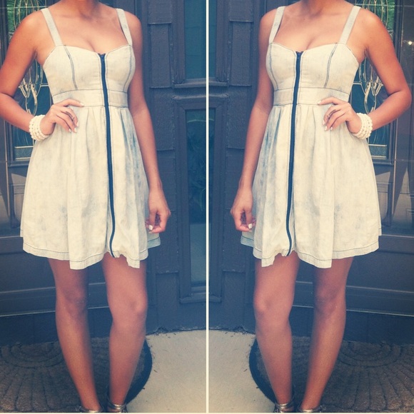 Denim dress with crisscross back