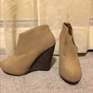 Tan wedge booties